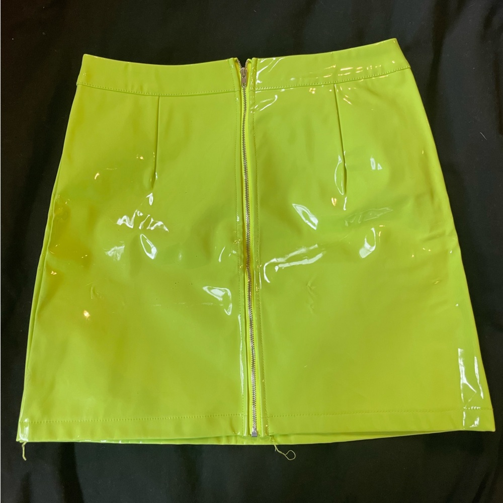 Front Zip Leather Skirt